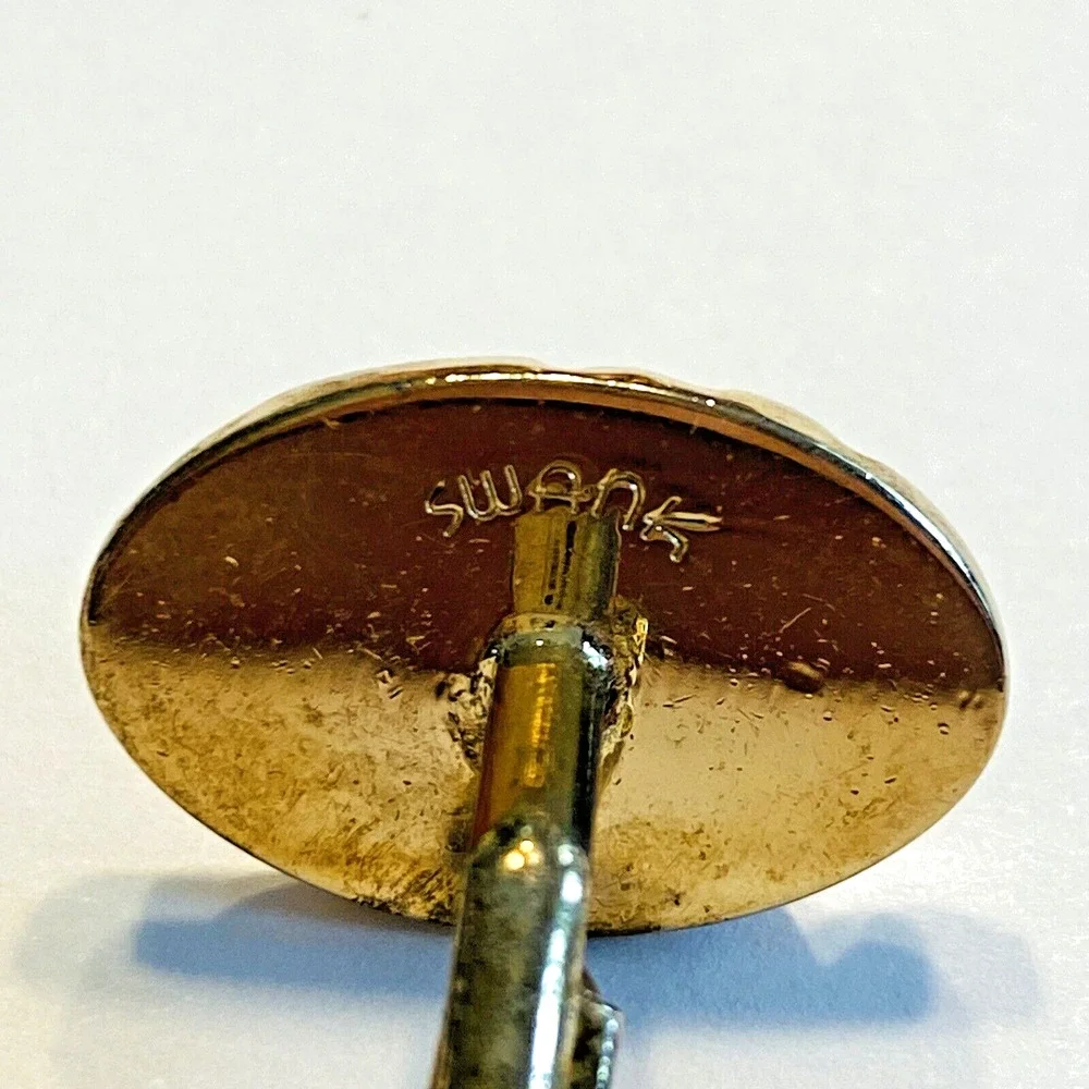 Vintage Mid Century Cufflinks Goldtone & Black Brutalist Geometric Signed SWANK